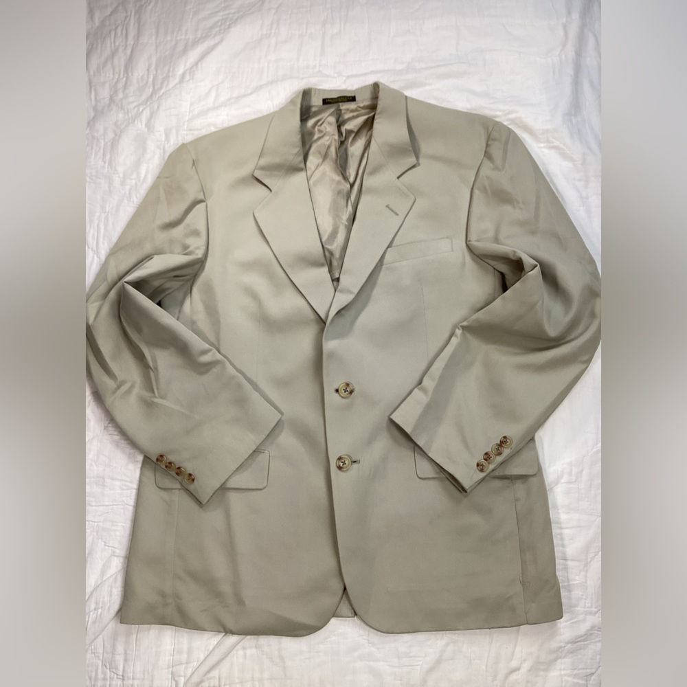 Vtg Mens Orvis Tailored In USA Khaki Tan Blazer‎ Jacket 42L 42 Long